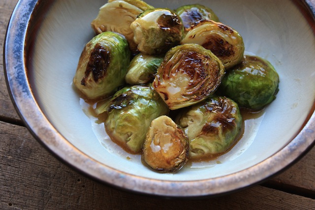 Roasted Brussels Sprouts with Warm Fig Vinaigrette