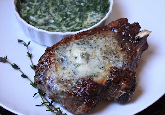 Pan-Seared Ribeye Steaks with Blue Cheese Butter