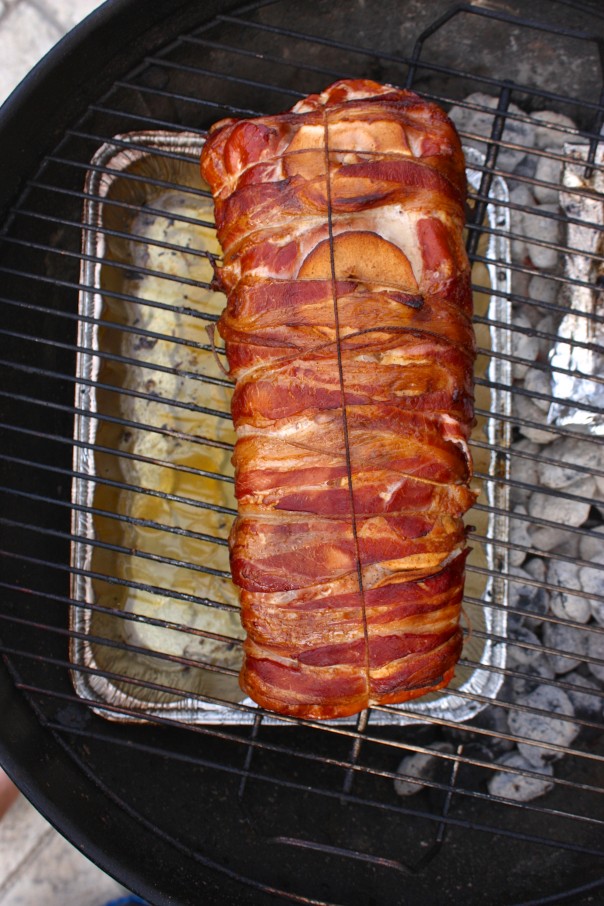 Apple and Bacon Grilled Pork with Bourbon Brown Sugar Glaze